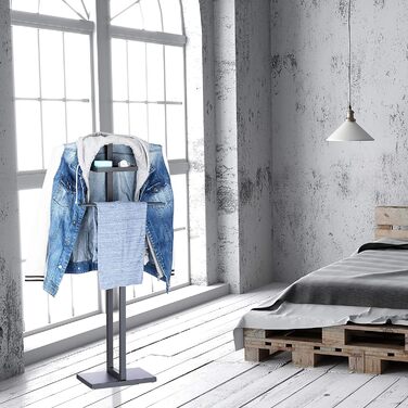 Вішак для одягу Relaxdays Stummer Diener з плечиками і штангою, чорний, 112x52,5x20 см