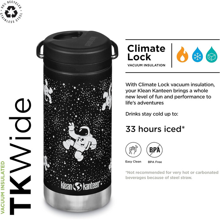 Термос Klean Kanteen TKWide 340 мл з кришкою, сірий