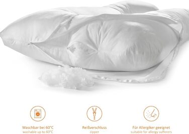 Подушка для вагітних та для сну на боці Sleepling U-подібна, 140x75x20 см, біла, знімний чохол 100% бавовна, прати при 60°C, сертифікат OEKO-TEX, вироблено в ЄС