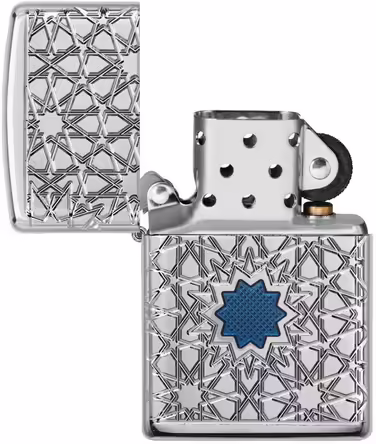 Запальничка Zippo з арабським зірковим орнаментом, хром глянцевий, модель 49076, універсальний розмір