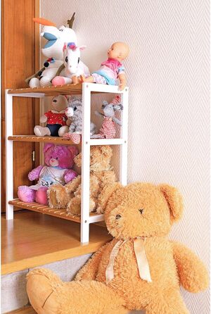 Бамбукова полиця для взуття та речей Dibea, 3 яруси, 60x26x66 см, натуральний/білий, для ванної, вітальні, кухні