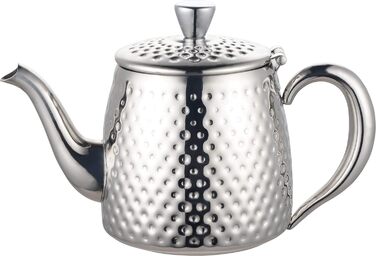 Чайник Café Olé Sandringham із нержавіючої сталі 18/10, 0.5 л, глянцевий, з хаммер-ефектом, не капає, порожнисті ручки