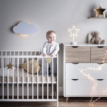 LED настінний світильник-хмара Lights4fun, тепле біле світло, на батарейках з пультом і таймером, для дитячої кімнати, спальні, нічник-декор