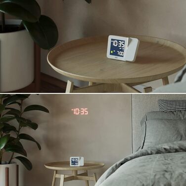Проекційний радіо-годинник Braun BC15W-DCF з негативним LCD-дисплеєм, DCF, швидке налаштування та звуковий будильник, білий