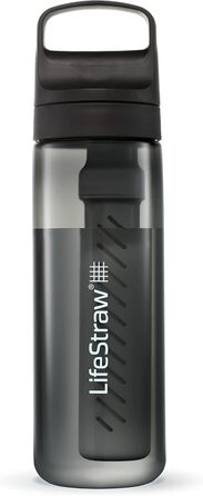 Фільтрована пляшка LifeStraw Go, 650 мл, BPA-free, для подорожей і щоденного використання, очищає воду від бактерій, паразитів, мікропластику, покращує смак, колір Nordic Noir