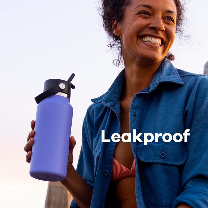 Термобутилка Hydro Flask 946 мл, вакуумна, нержавіюча сталь, з гнучкою кришкою та трубочкою, широка горловина, червона (Berry Red)