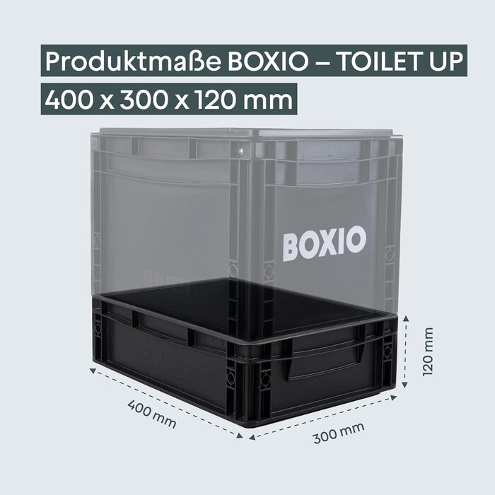 Пластикова коробка BOXIO SOLO з кришкою, 40x30x28 см, євроконтейнер для зберігання і транспортування, для кемпінгу, човна, гаража чи саду, штабельована з іншими євробоксами