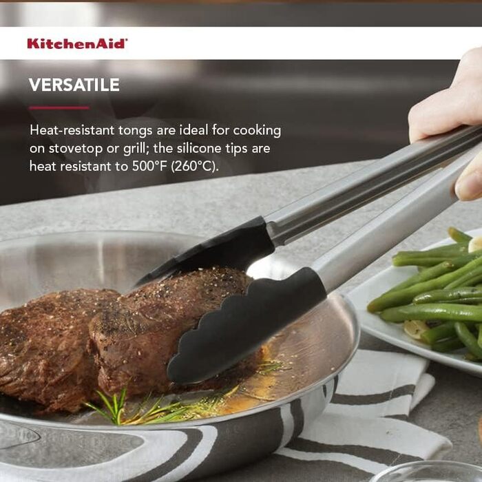 Кухонні щипці KitchenAid Gourmet з нержавіючої сталі, чорні