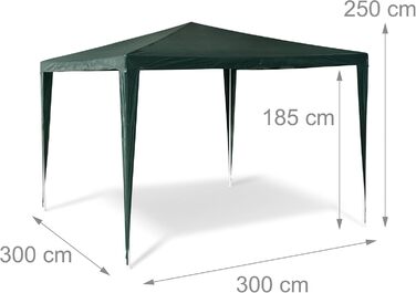 Садовий павільйон Relaxdays 2,5x3x3 м, квадратний, дах з 100% ПЕ, сталевий каркас, біло-зелений, для фестивалів та свят