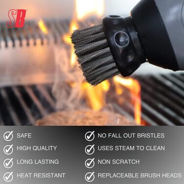 Щітка для чищення гриля Sizzle Buddy з нержавіючої сталі з шкребком, безпечна та жаростійка, не дряпає, для видалення жиру та залишків їжі