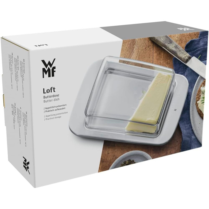 Маслянка WMF Loft Brunch з нержавіючої сталі 11,5x16,8 см з пластиковою кришкою, матова, можна мити в посудомийці