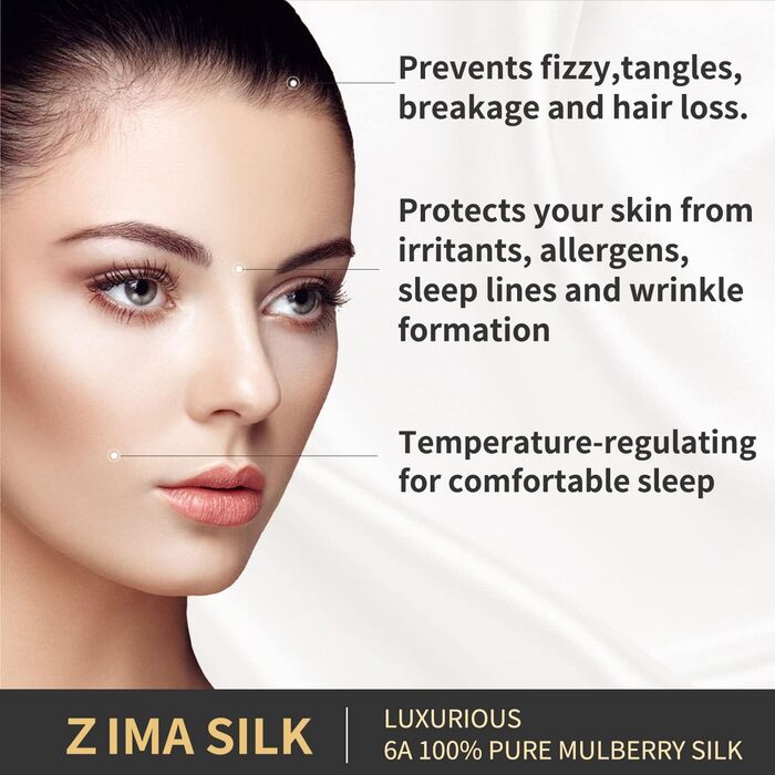 Шовкова наволочка ZIMASILK 25 моммі з натуральної мулбері шовку для волосся та шкіри, обидві сторони, 900 ниток, прихована блискавка, подарункова коробка, світло-блакитна, 50x75 см