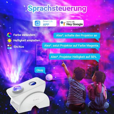 LED проектор зоряного неба Blubbel з Wi-Fi, 3D Галактика, нічник з керуванням через додаток і голос, сумісний з Alexa/Google, для дітей та спальні