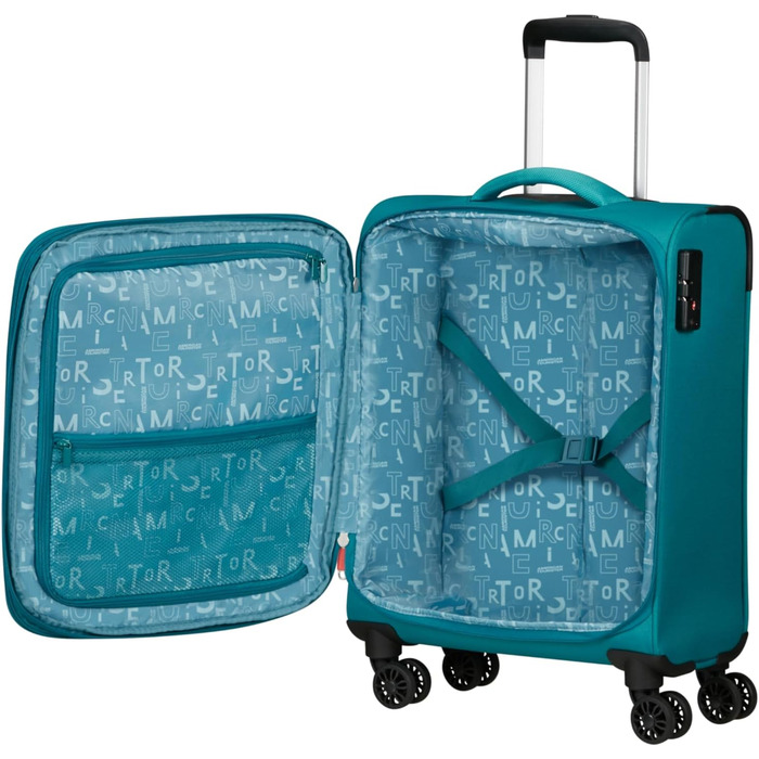 Валіза American Tourister Pulsonic Spinner L, розширювана, 81 см, 113/122 л, бірюзова (Stone Teal), мала 55 см, 43.5 л