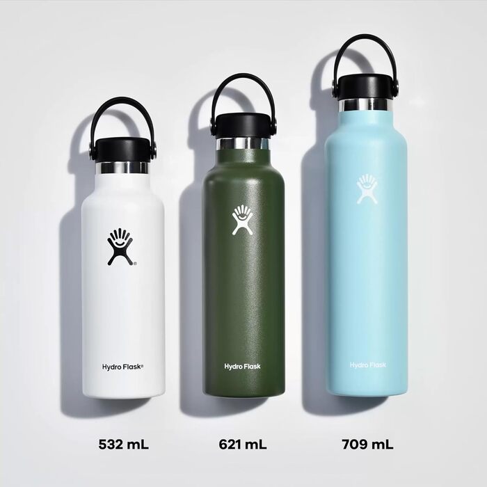 Термобутилка HYDRO FLASK 621 мл з кришкою — вакуумна, з нержавіючої сталі, герметична, з малою горловиною, зберігає тепло і холод, багаторазова, колір Trillium