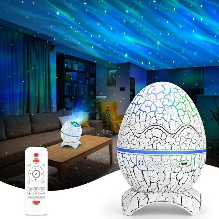 LED проектор зоряного неба Galaxy з Bluetooth, нічник-планетарій з ефектом північного сяйва, білим шумом та зірками, з пультом для дітей і дорослих, декор
