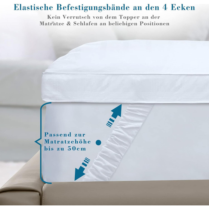 Преміум наматрацник Threads For Bed 140x190 см, м’який стьобаний топер із 100% бавовни для захисту та підтримки матраца