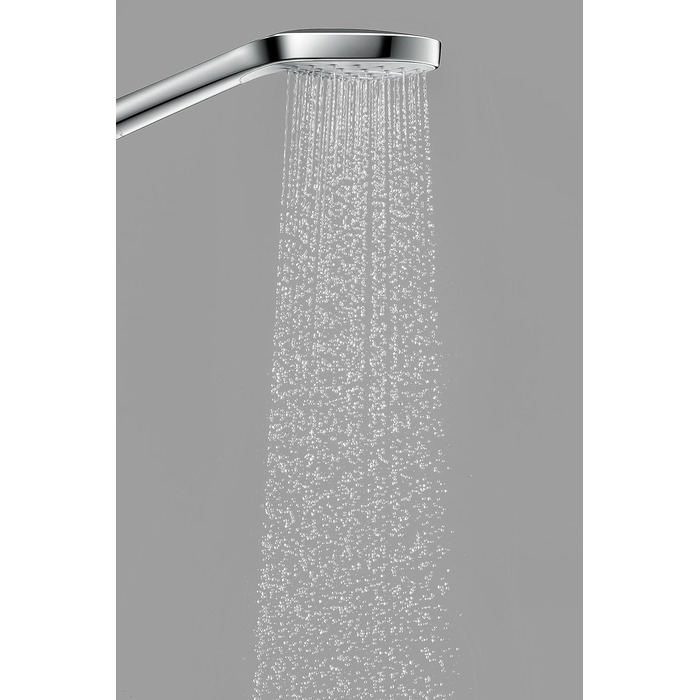 Душова лійка hansgrohe Croma Select E EcoSmart 9 л/хв, 3 режими, квадратна 110x110 мм, антикальк, біла/хром