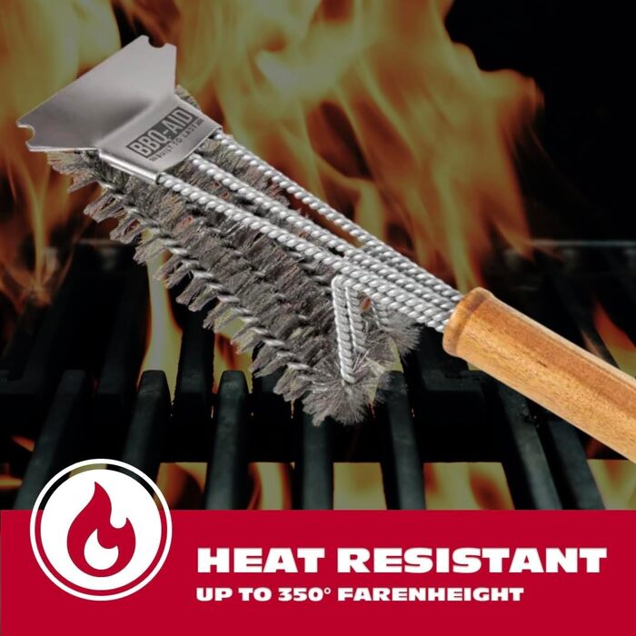 Безщетинкова щітка для гриля BBQ-AID 45,7 см, з нержавіючої сталі, зручна для очищення всіх типів грилів, безпечна щітка та скребок для гриль-набору