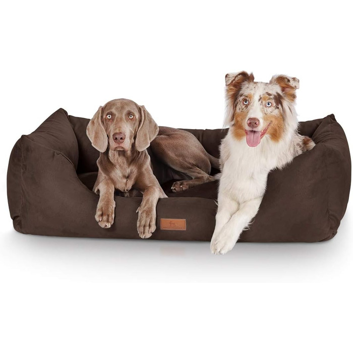 Лежак для собак Knuffelwuff Dreamline XXL велюр 120x85 см коричневий, знімний чохол, легкий у догляді, для великих, середніх і малих собак