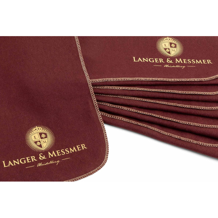 Langer & Messmer набір полірувальних серветок для гладкої шкіри з 100% бавовни, 6 шт, бежеві та бордові, для професійного догляду за взуттям