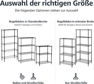Вузька шафа для зберігання Amazon Basics з 3 регульованими полицями, чорна, метал, 340 кг, 34x58.9x76.2 см