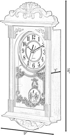Вінтажний настінний годинник Clockswise з маятником, імітація дерева, пластиковий, на батарейках, декоративний, коричневий, для офісу, дому, вітальні, кухні чи їдальні