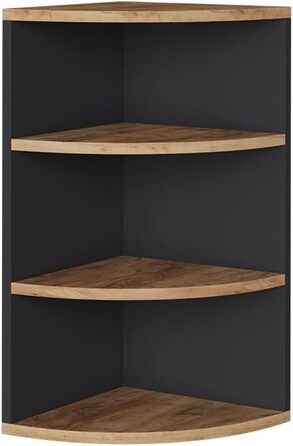 Кутова полиця Vicco Ecki, книжкова, біла/дуб золотий, 30x60 см