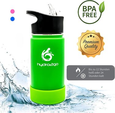 Дитяча термос-пляшка з нержавіючої сталі 350 мл, BPA Free, 2 кришки (з трубочкою та спортивна), не протікає