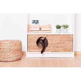 Кошик для котів з водяної гіацинти для стелажа Billy, котяча хатка 75x29x25 см, натуральний плетений будиночок для котів, кроликів, морських свинок