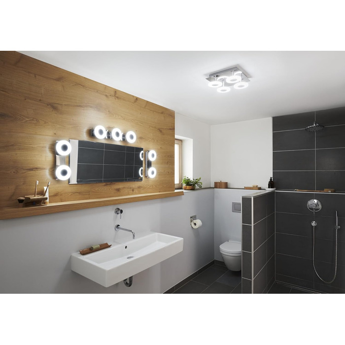 Світильник LEDVANCE Smart LED для ванної кімнати, круглий, хром, 30 см, 1200 лм, 3000-6500K, IP44, диммований, керування через Wi-Fi, додаток і голосовий асистент