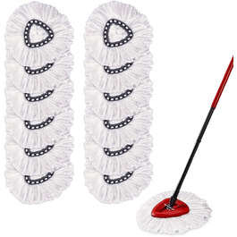 Запасні насадки для швабри Yision Spin Mop, 100% мікрофібра, 360° обертання, 12 шт, білі, для легкого прибирання підлоги