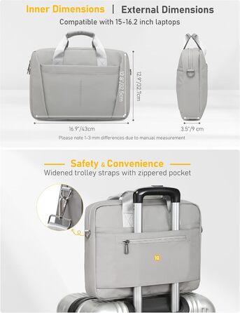 Сумка для ноутбука 15-16 дюймів GAOCHY, сумісна з MacBook Pro 16, Air 15, Aspire 15,6, Vivobook 16/15, Inspiron 15, месенджер із плечовим ременем, сірий шовк