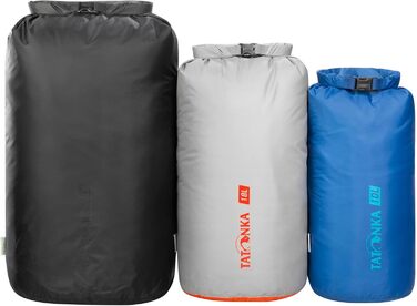 Водонепроникний мішок Tatonka Dry Sack з роликовою застібкою, набір 10/18/30 л, з переробленого поліестеру, чорний/сірий/синій