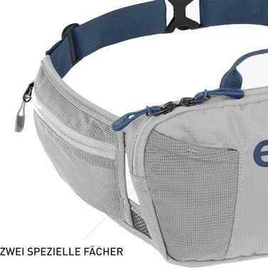 Поясна сумка EVOC HIP Pouch 1 для велопрогулянок, 1 л, з системою вентиляції AIR PAD, додатковими кишенями та регульованим поясом