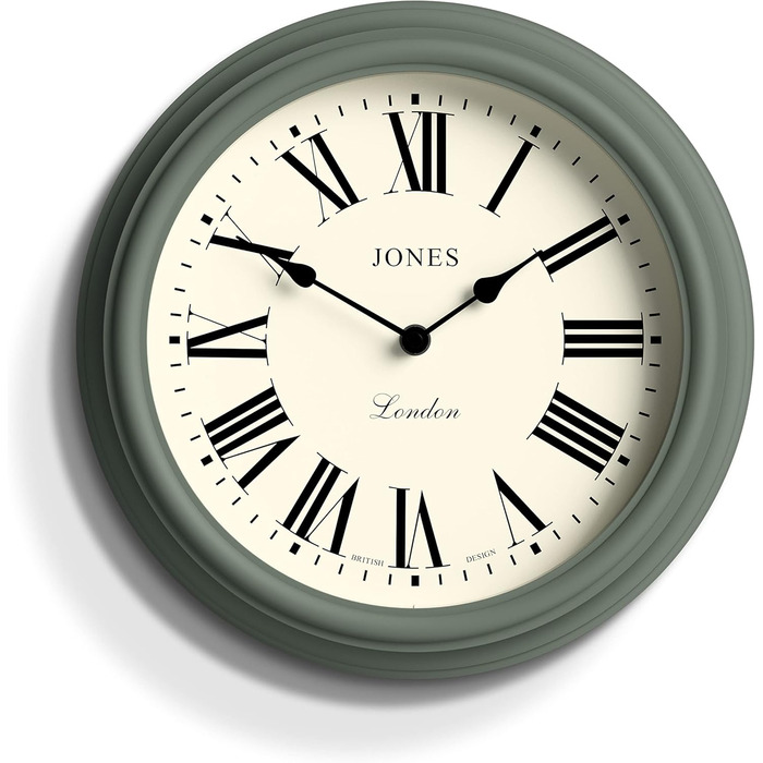 Настінний годинник JONES CLOCKS® Венеціанський, класичний, круглий, 30 см, зелений, римські цифри, традиційний дизайн, для кухні, вітальні чи спальні
