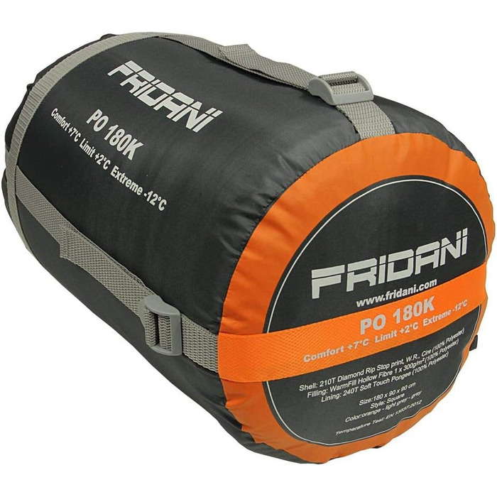 Дитячий спальний мішок Fridani XXL 180x90 см, теплий, водостійкий, до -12°C, помаранчевий, праний