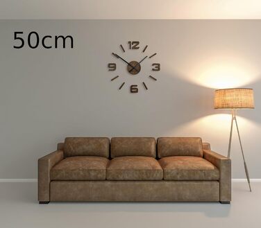 Настінний 3D годинник FLEXISTYLE з натурального дуба, 50-75 см, товщина 19 мм, для офісу, вітальні, спальні, декор, коричневий