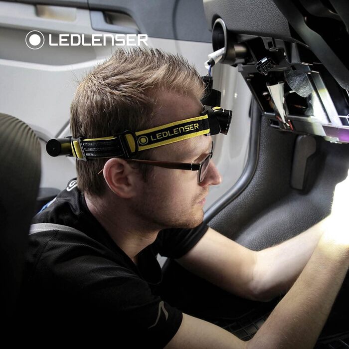 Налобний ліхтар Ledlenser iH8R 600 люмен, акумуляторний, з кріпленням на шолом, сумка, зарядка USB, для роботи в рукавичках