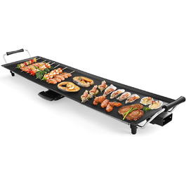 Електричний гриль GOPLUS 1800 Вт, антипригарна гриль-плита Teppanyaki, настільний гриль з регульованим термостатом і знімною жирозбірною чашею, велика поверхня для барбекю та вечірок, 90x23 см
