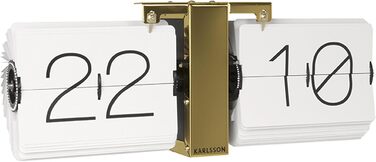 Годинник Karlsson Flipwatch без корпусу, білий, металевий латунний стенд, 8,5x36x14 см, стильний настільний годинник
