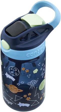 Дитяча пляшка для води Contigo Easy Clean Autospout із трубочкою, 420 мл, синя, пластикова, без BPA, 100% герметична, легке очищення, для школи, садка та спорту