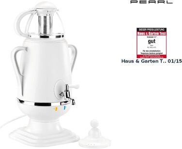 Електричний самовар PEARL з чайником 3,5 л, 2300 Вт, скляна заварювальна чайник 0,5 л, функція підігріву, для приготування чаю