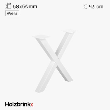 Ніжка столу металева HOLZBRINK біла Х-Shape 40x43 см