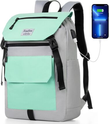 Міський рюкзак YAMTION Rolltop 17 дюймів для жінок і чоловіків – водостійкий шкільний рюкзак для підлітків, університету, спорту, подорожей, велосипеду, молодіжний, чорний