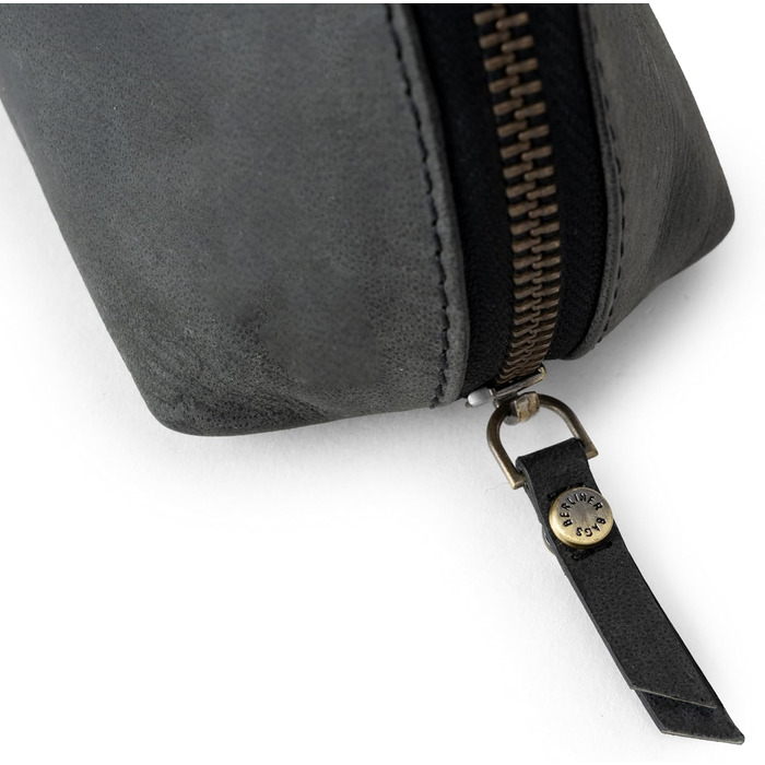 Косметичка з натуральної шкіри Berliner Bags Zoe, вінтажна, маленька, темно-сіра, органайзер для жінок і дівчат, пенал для косметики та аксесуарів