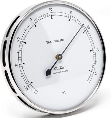 Біметалічний термометр Fischer 117.01 для приміщень і вулиці, 103 мм, нержавіюча сталь, сріблястий, Німеччина