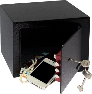 Сейф HMF 49216-02 маленький з ключем, меблевий, 23x17x17 см, чорний