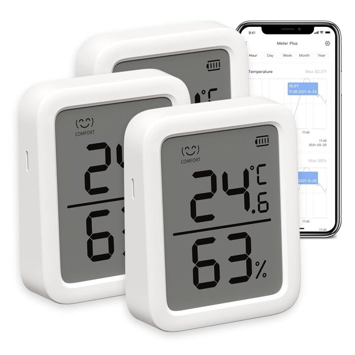 Набір з 3-х розумних термометрів-гігрометрів SwitchBot для дому, Bluetooth сенсор температури та вологості з попередженням і зберіганням даних, для дитячої кімнати, гаража