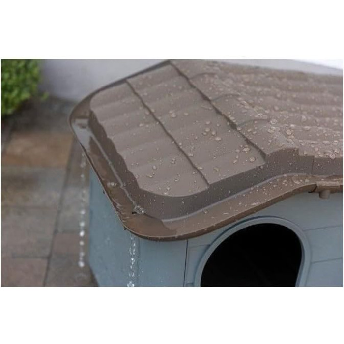 Будинок для котів Kerbl Paola Eco, всепогодний, для вулиці та дому, 75x59x55 см, сірий/зелений/коричневий, стійкий до ультрафіолету та вологи